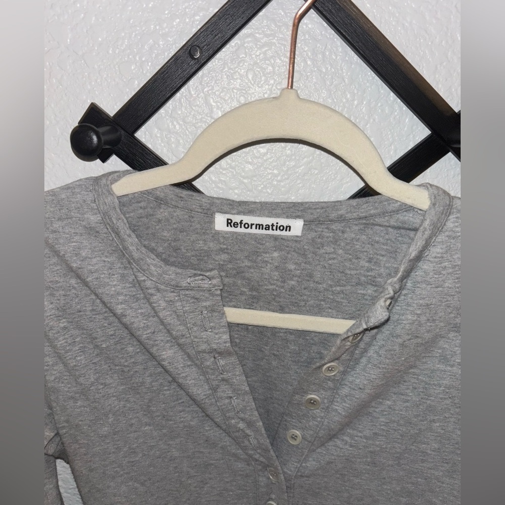 Reformation Jeans Stein Dress Heather Grey Midi Long Sleeve Size Medium - Picture 5 of 6